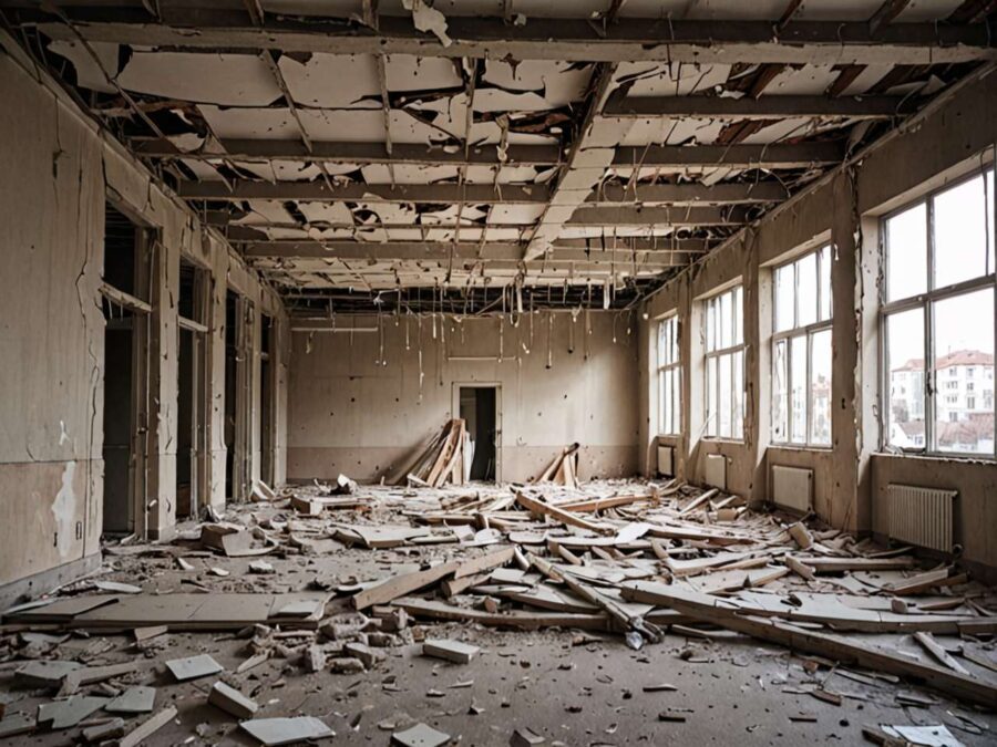 Обследование здания бассейна для плавания.